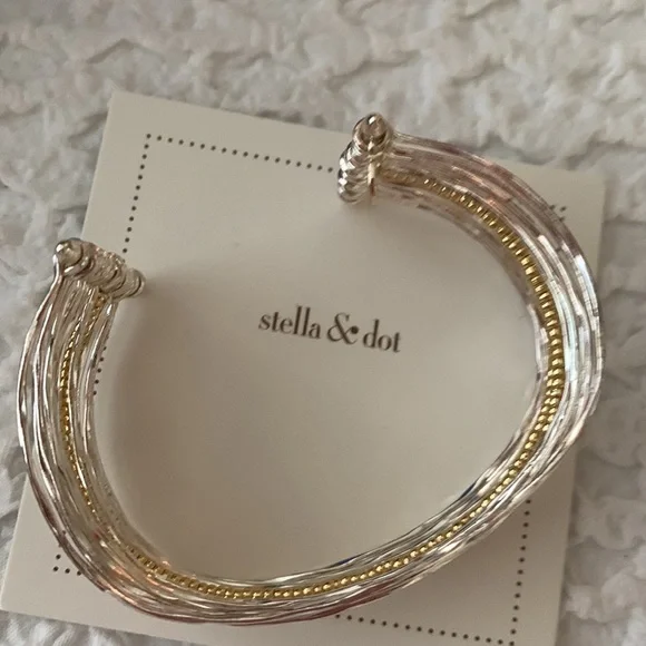 Stella & Dot Silver & Gold Cuff bracelet - Picture 4 of 8